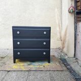 Vintage wooden black dresser metal handles
