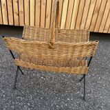 metal and rattan magazine rack