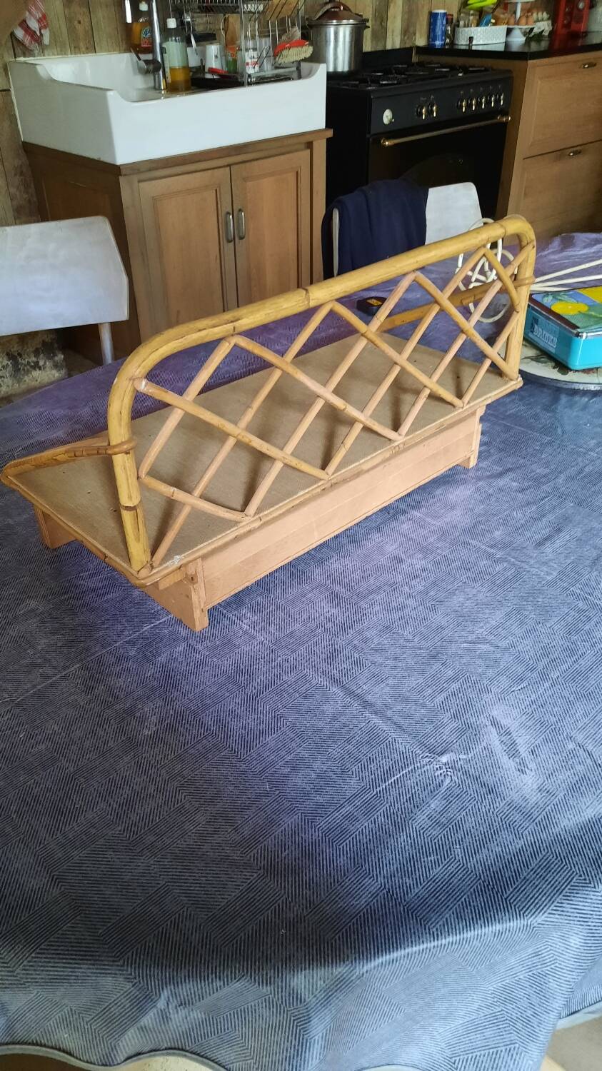 Rattan and bamboo wall shelf