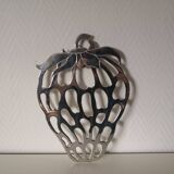 silver-plated metal strawberry-shaped trivet