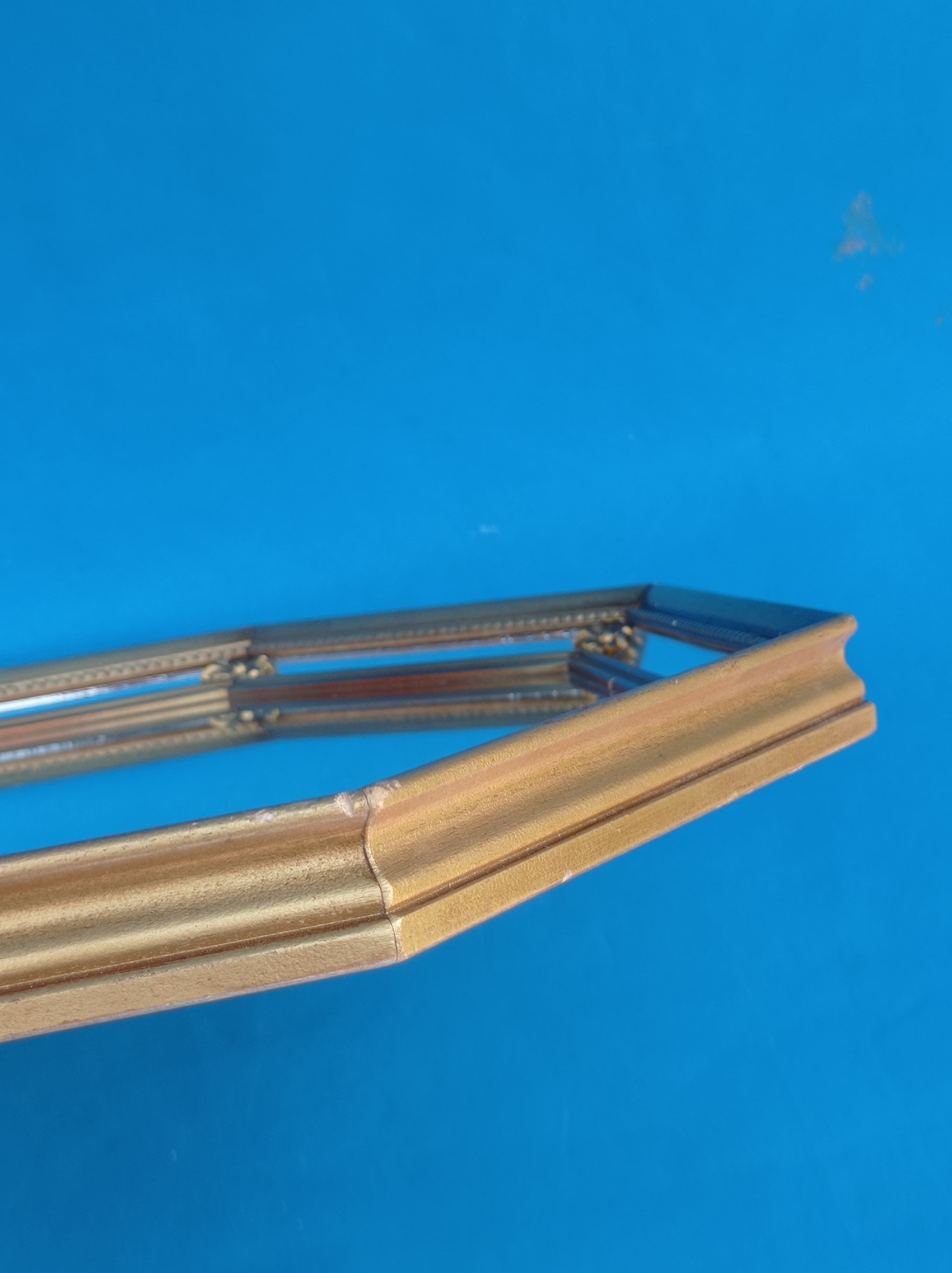 Octagonal wooden mirror from the 1980s