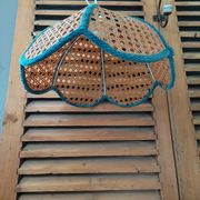 Hanging lampshade luminaire chandelier cannage liseré dp1121b65 old vintage