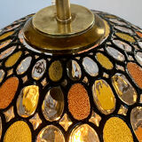 Large vintage Limburg stained-glass style pendant light from the 1970s