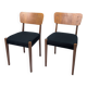 Lot de 2 chaises vintage Mid-Century en bois design danois assise noire sty