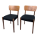 Lot de 2 chaises vintage Mid-Century en bois design danois assise noire sty