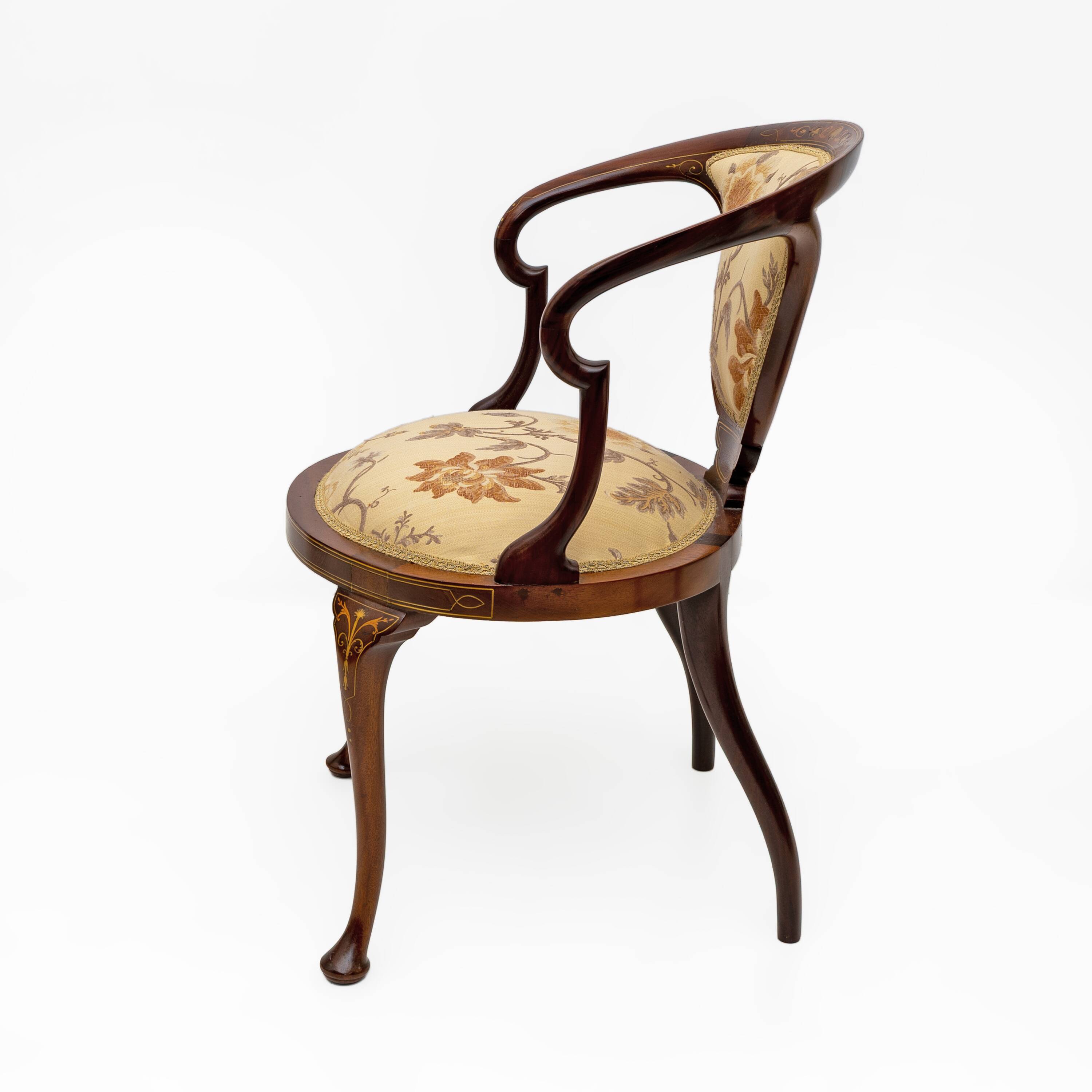 Beautiful Edwardian Inlaid Tub Back Chair