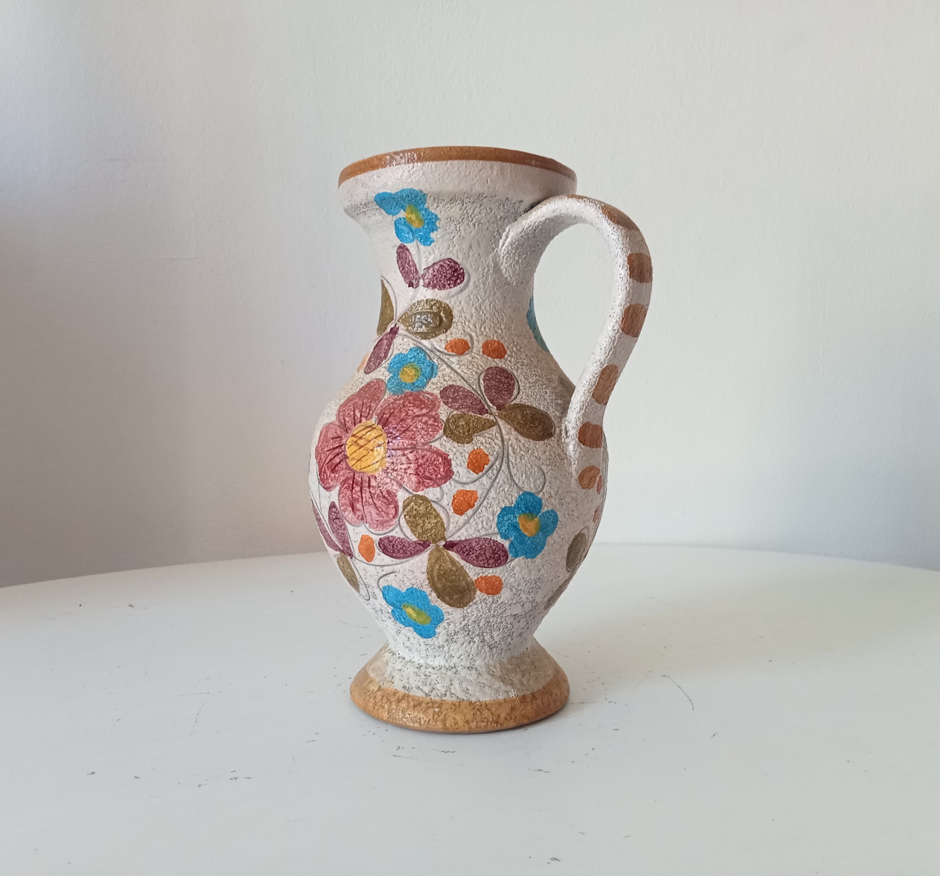 Vintage hand-painted handled vase