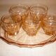 Ensemble rosé plateau et 5 verres art déco