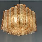 Venetian chandelier in pink and colorless Murano glass, Venini circa 1950