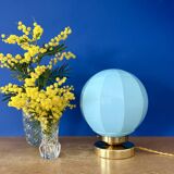 Vintage Art Deco blue opaline globe table lamp