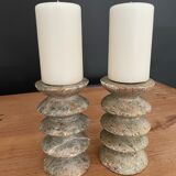 Pair of candle holders, marble candle holders