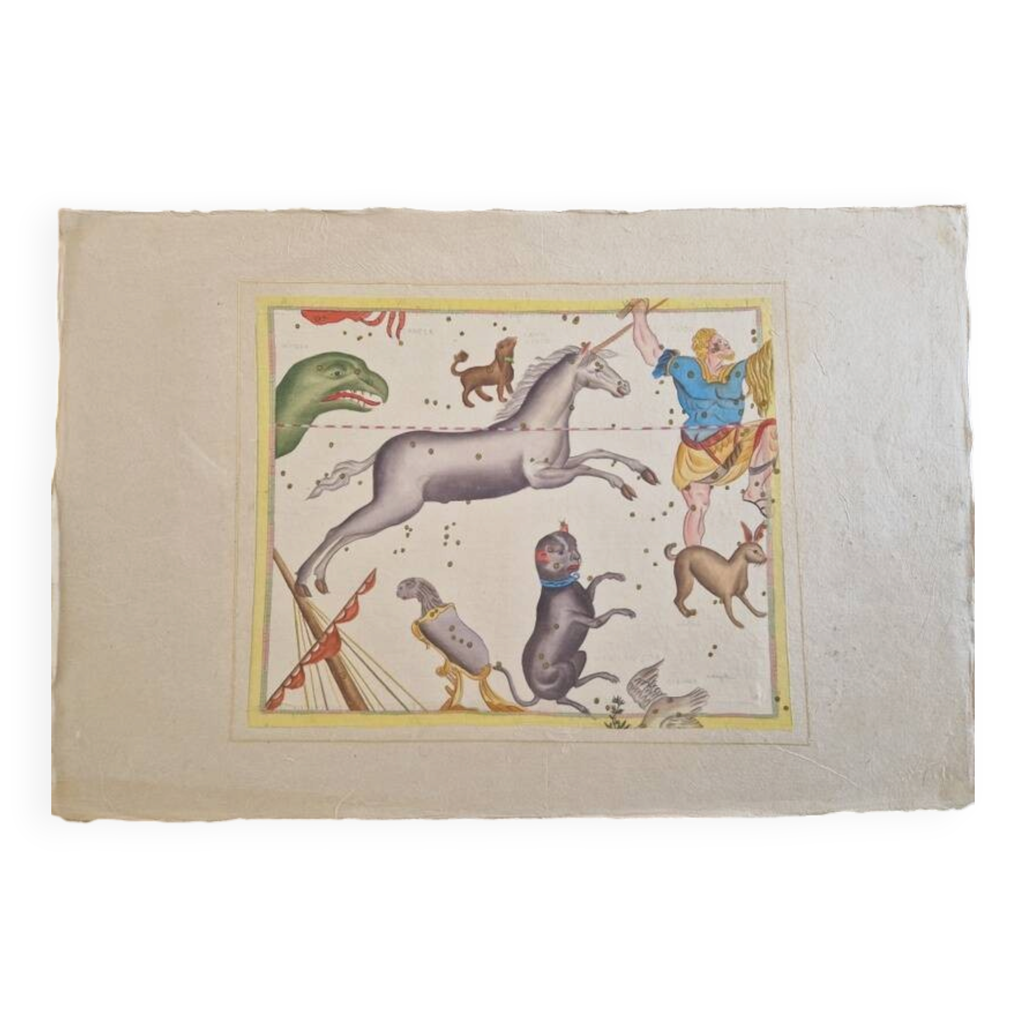La Roche Laffitte (Born in 1943) - Watercolour drawing on silk - Unicorn
