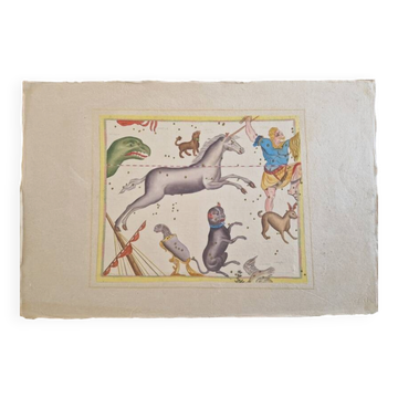 La Roche Laffitte (Born in 1943) - Watercolour drawing on silk - Unicorn