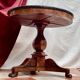 Old pedestal table in oak wood with marble