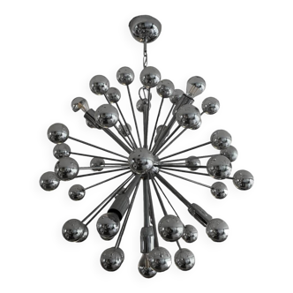 Large Vintage Pendant Light • Sputnik Ceiling Light • Chrome Steel • Space Age • 1970