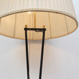 1950s floor-lamp in brass and plissé