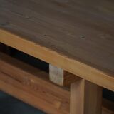 Modern Danish brutalist extendable dining table in pine, Tage Poulsen, 1970s.