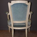 Pair Of Louis XVI Style Armchairs In White Lacquered Walnut Around 1900