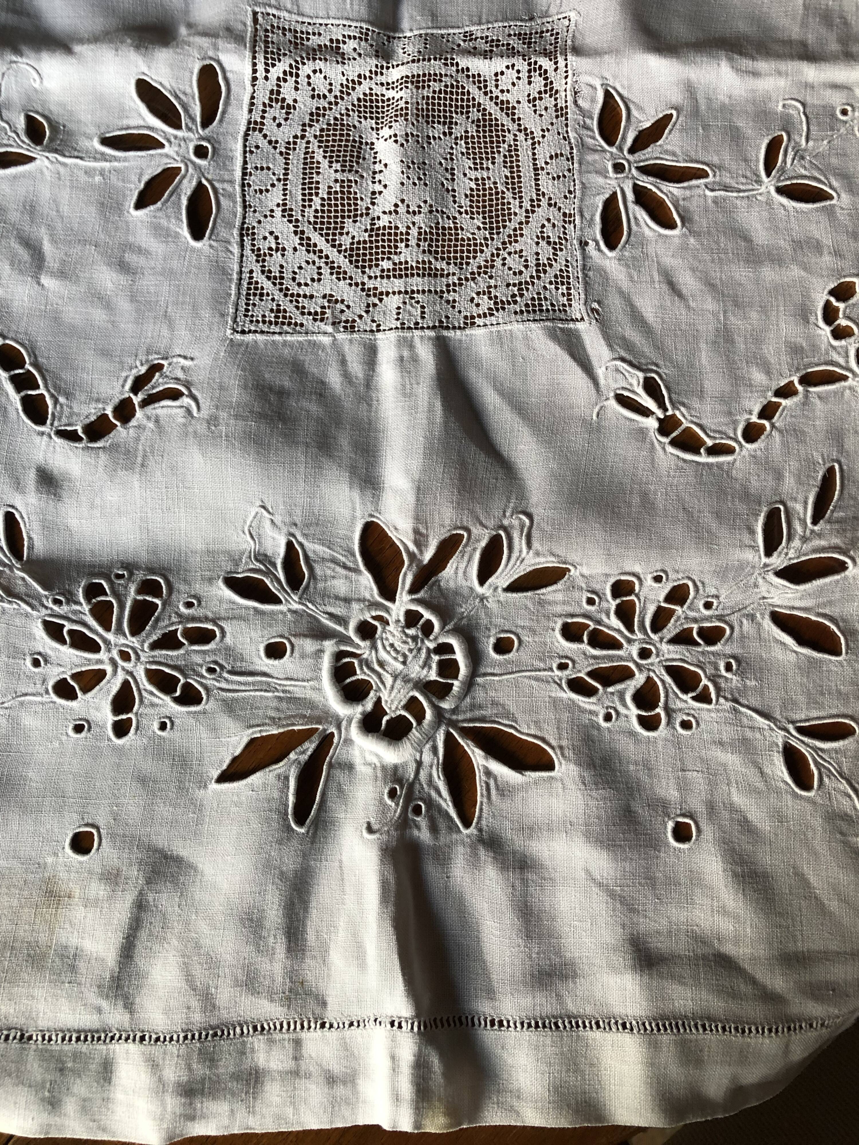 Embroidered linen tablecloth