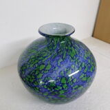 Ball vase signed blue and green Rock