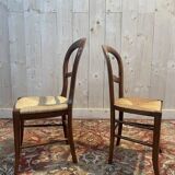 Set of 6 Louis Philippe straw chairs