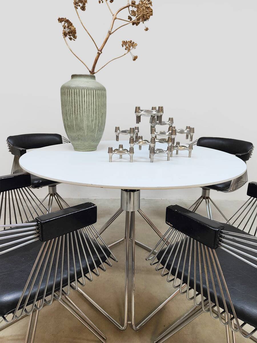 Vintage design Delta dining set table & chairs Rudi Verelst Novalux