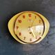 Vintage formica clock silent wall pendulum "FFR Morbier yellow red"