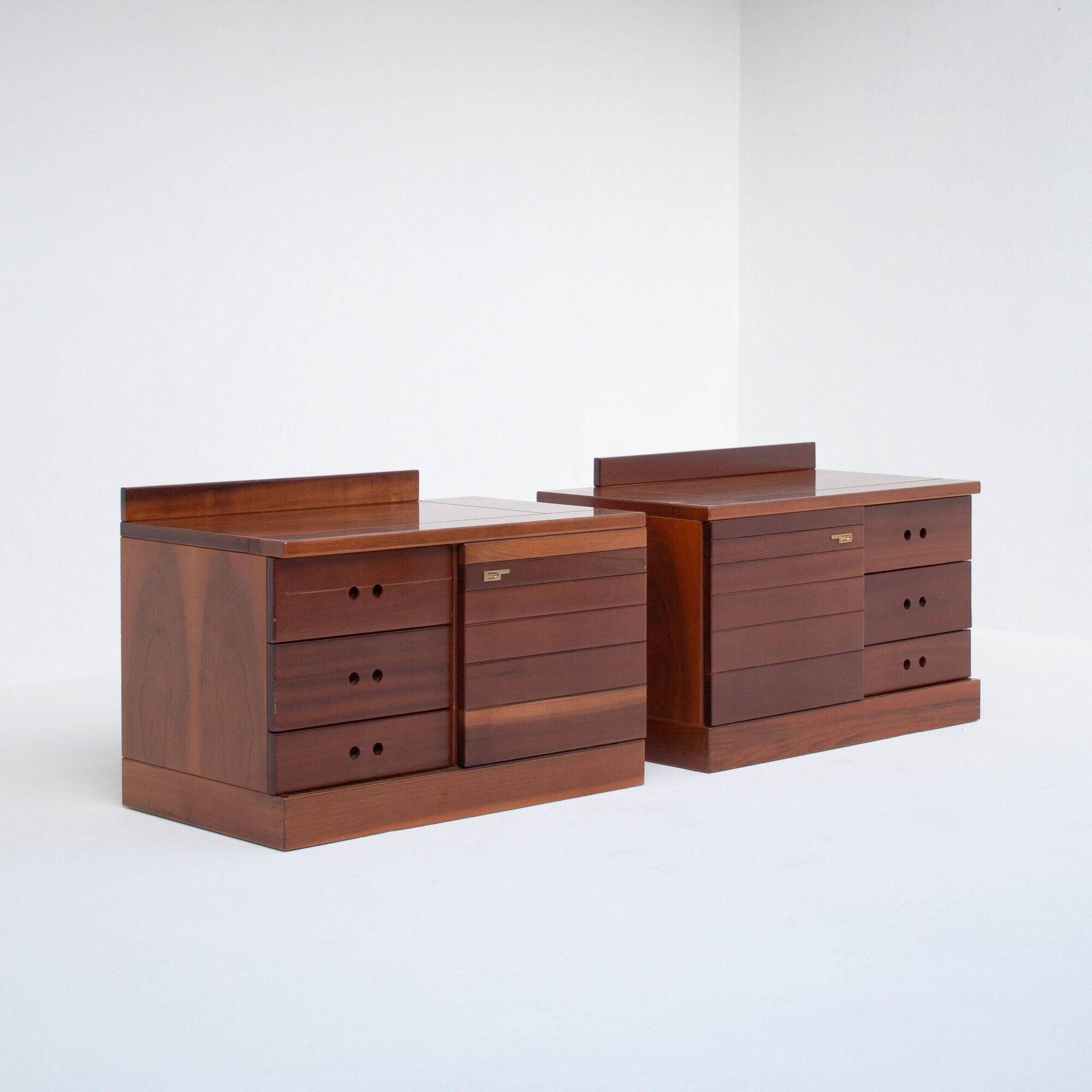 Set of two Italian mid-century wooden nightstands