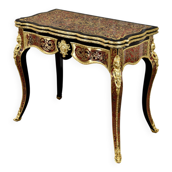Table de jeu portefeuille Boulle style Régence - XIXe