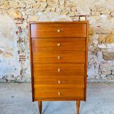 High chest of drawers with 6 drawers, Scandinavian style, circa 60's