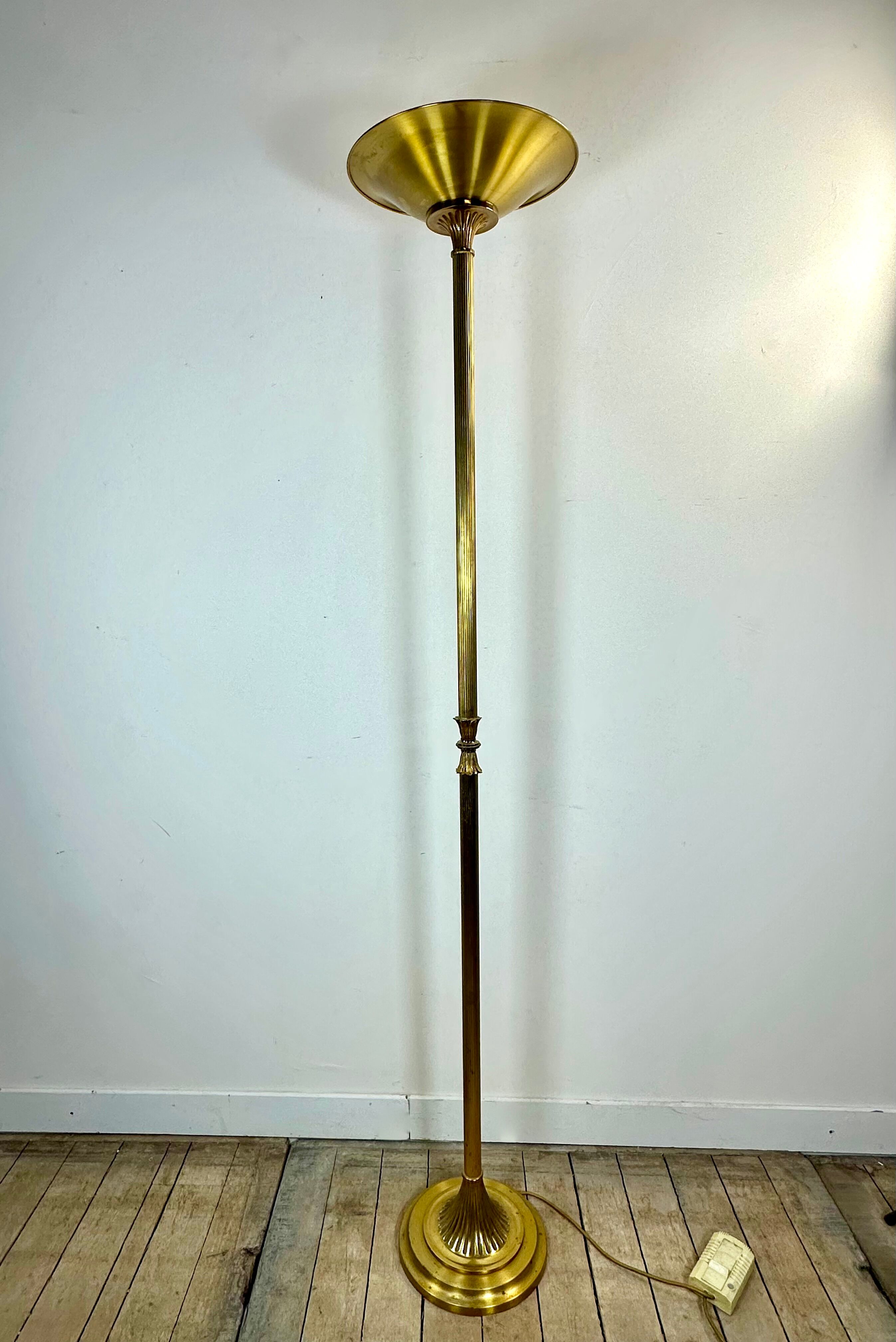 Halogen Floor Lamp GAULT Golden Brass Vintage 80s
