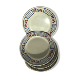 4 Flat plates Badonviller blue and dark red