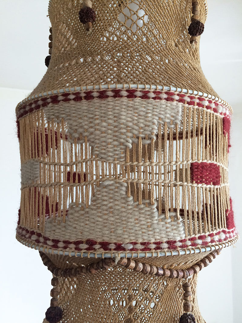 Hanging in macramé and vintage wool, 70s