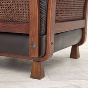 1970s, Scandinavian armchair, brown furniture leather, teak wood legs.