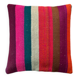 Vintage turkish kilim cushion cover , 40 x 40 cm