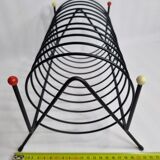 Magazine holder, vinyl holder "spring" in vintage metal, 30 cm