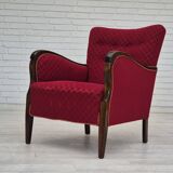 1950s, Danish design, armchair, original condition, red cotton-wool fabric.