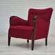 1950s, Danish design, armchair, original condition, red cotton-wool fabric.