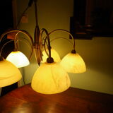 5-branched pendant light from the 70s, Honsel, Germany