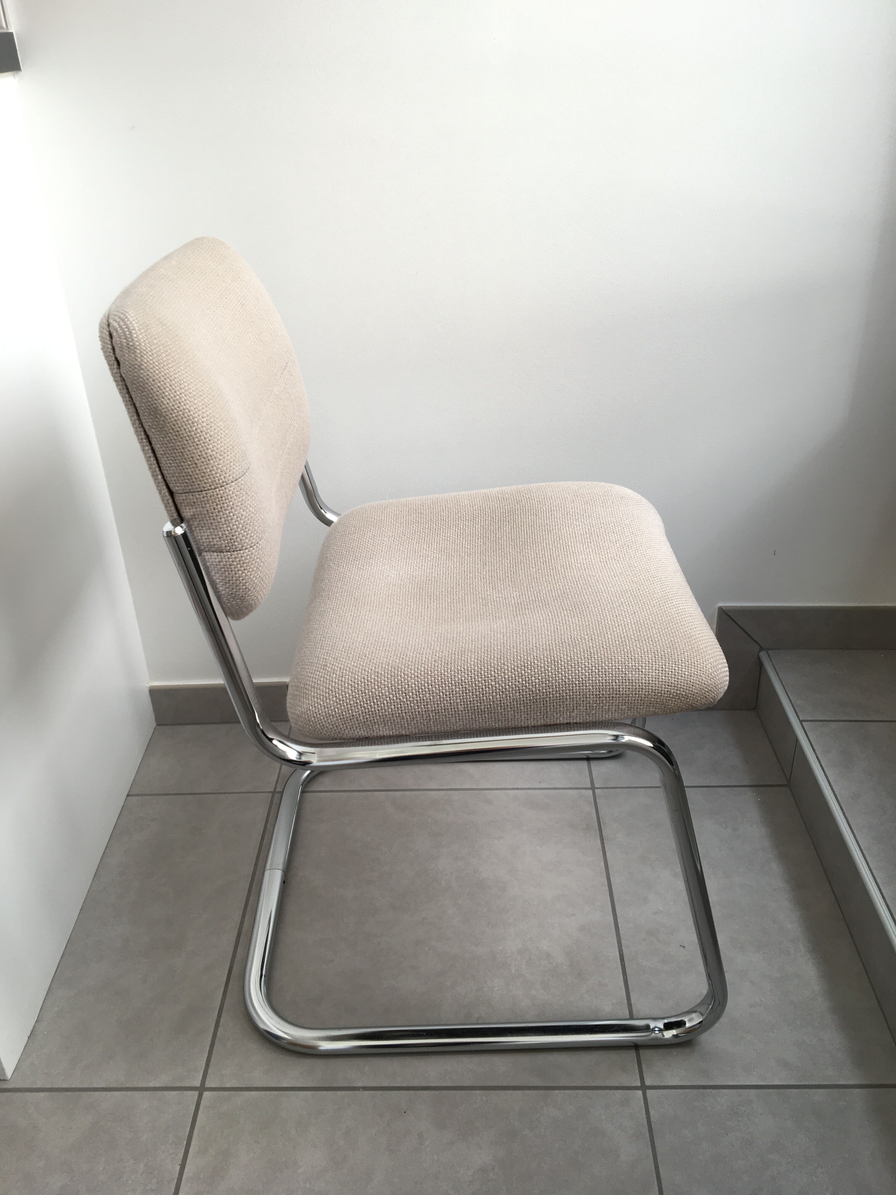 Strafor stainless steel office chair and light grey tweed