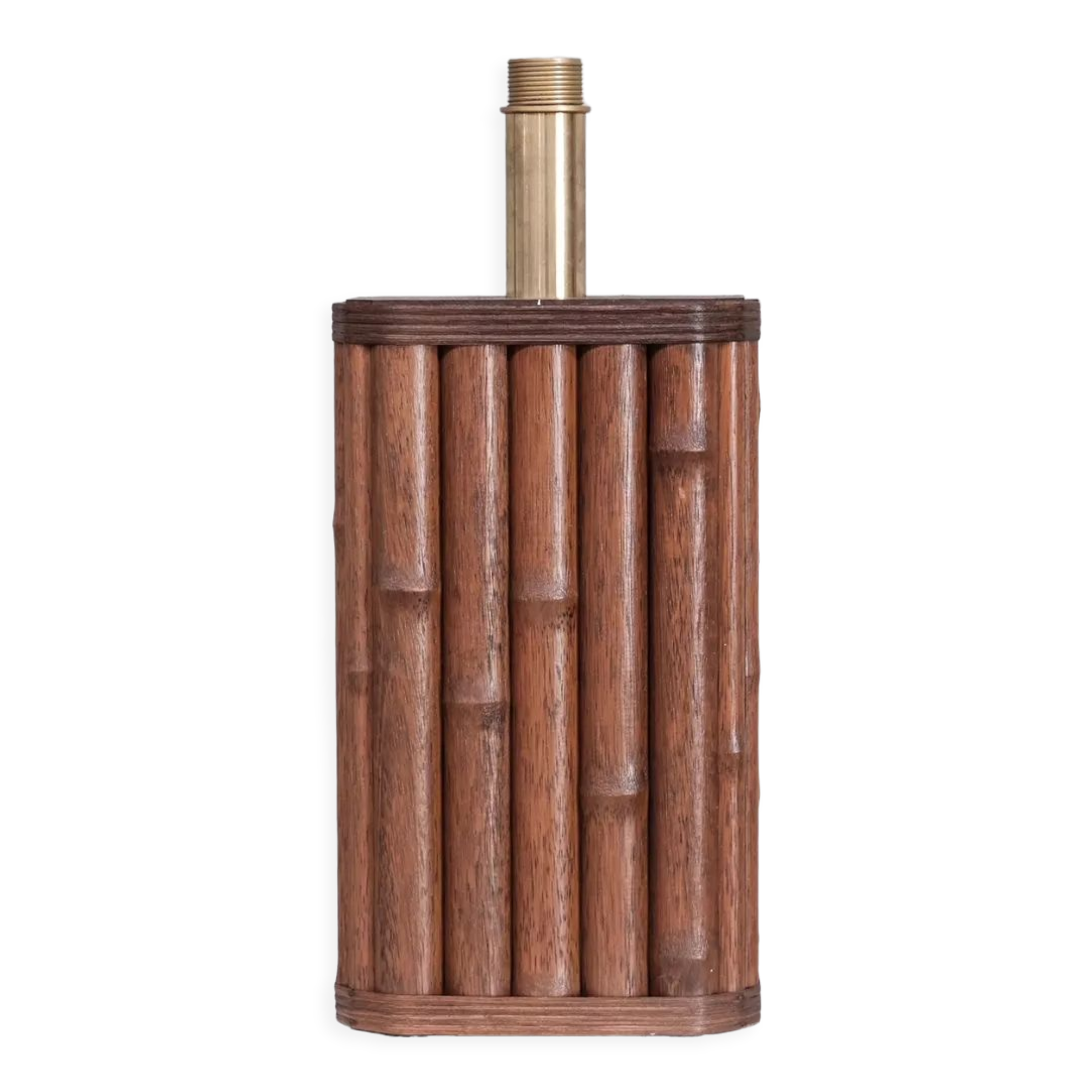 Bamboo and brass french mid-century table lamp