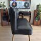 banquette de salon en cuir noir
