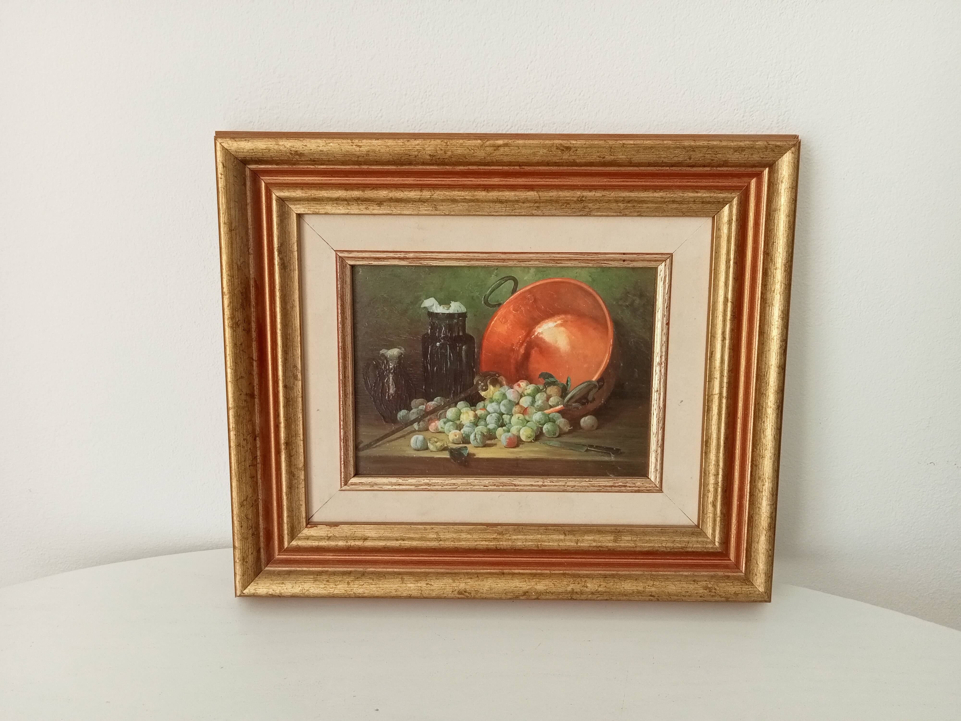 Oil painting on cardboard small format still life
