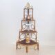 Vintage 1960s bamboo rattan corner shelf bookcase (peacock / Emmanuelle)