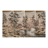Pan en tissu de la fin du XIXeme siècle, décor lacustre en flocan velours.
