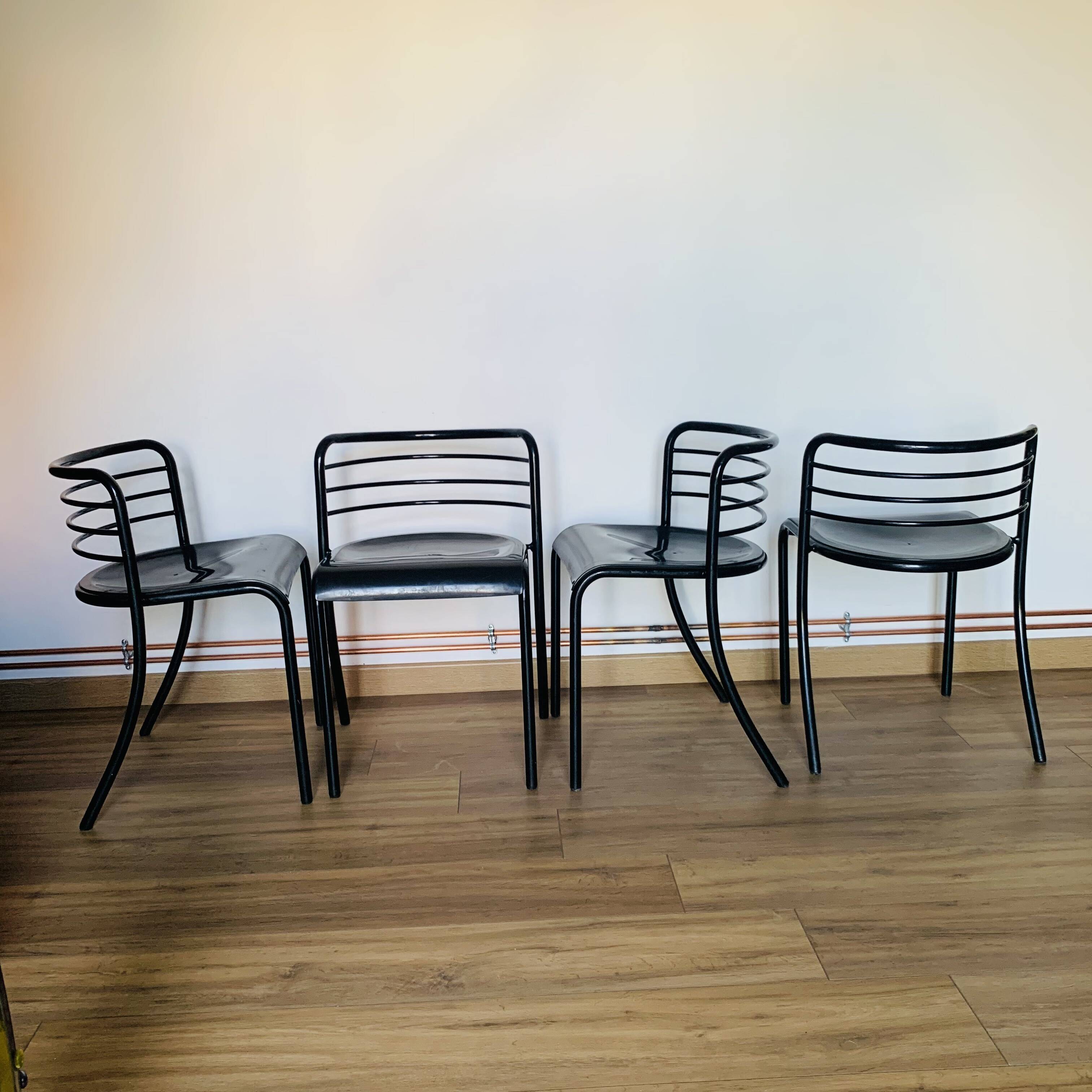Set of 4 Steelmobil black chairs