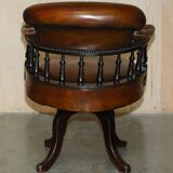 Victorian Captain Chesterfield Armchair in Restored Leather