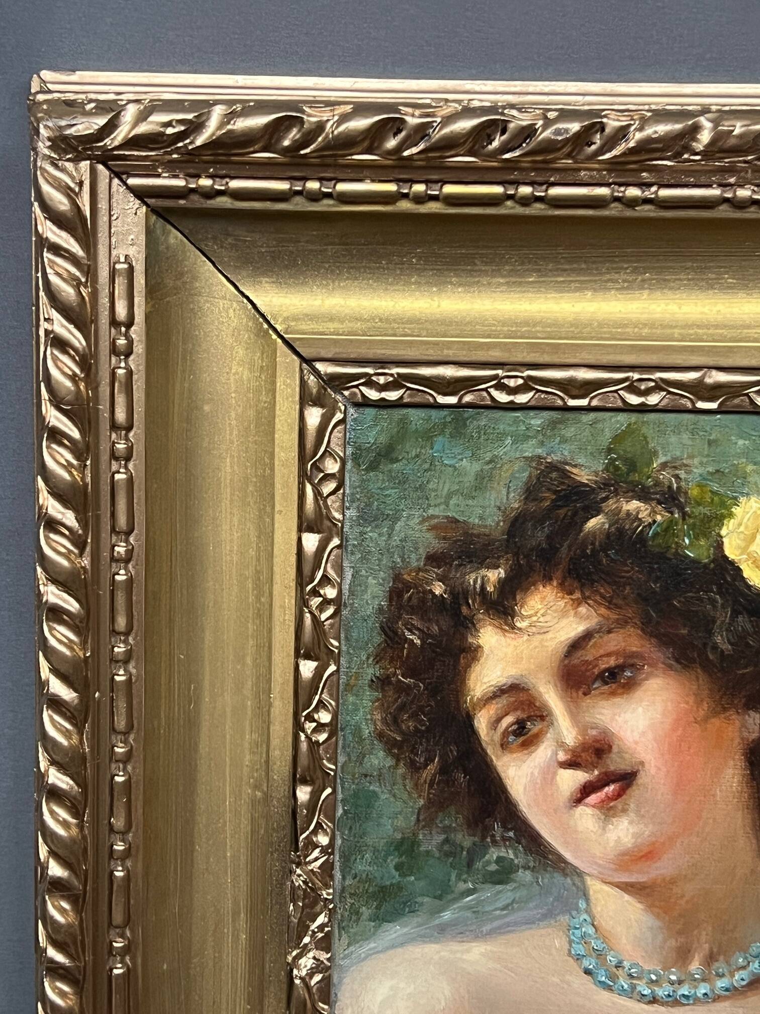 Portrait of a young woman. Signed Nevelli.