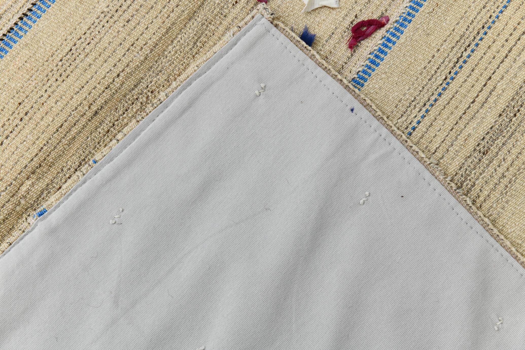 5x8 Turkish Mid Century Modern Cream & Brown Kilim Rug, 151x230Cm
