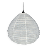 Large pendant light in Japanese-style natural rattan and linen in the shape of a drop H55 D60